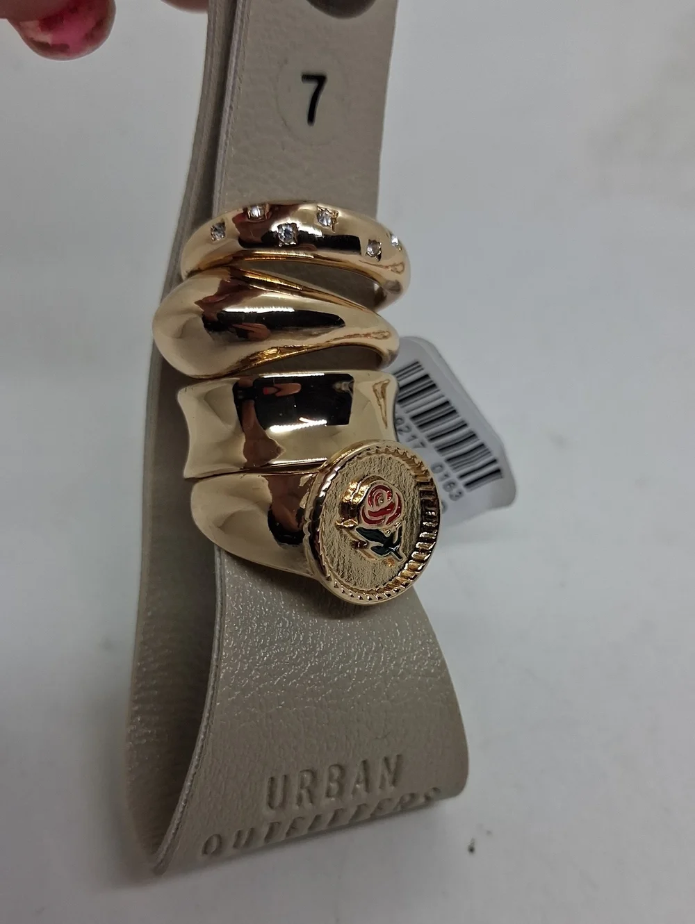 NWT Urban Outfitters Gold Tone Stackable Rings & Torrid Gold Red Charm Bracelet
